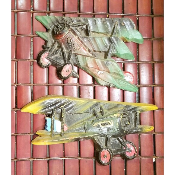 Vintage WWI French Newport Biplane & German Fokker Triplane Wall Art - Picture 1 of 5